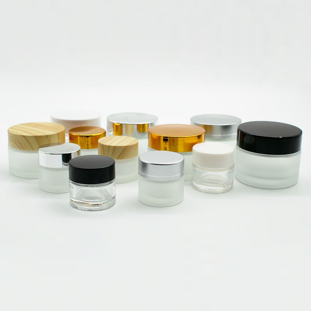 Customized Cosmetic Glass Cream Jar 5ml 7ml 10ml 20ml 30ml 50ml 100ml Glass Clear Frosted Jar For Cream