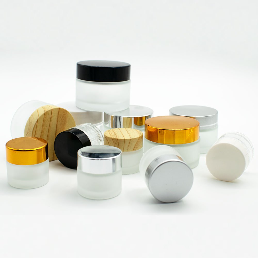 Customized Cosmetic Glass Cream Jar 5ml 7ml 10ml 20ml 30ml 50ml 100ml Glass Clear Frosted Jar For Cream