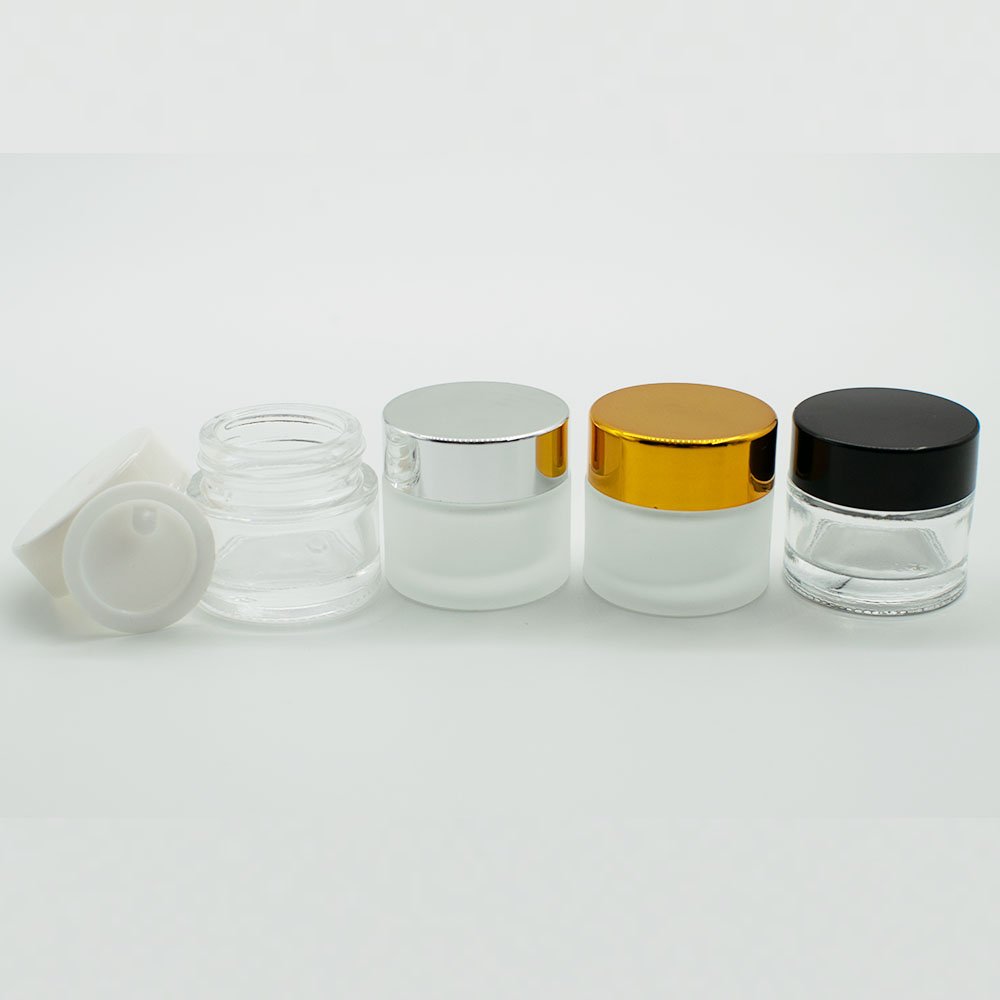 Customized Cosmetic Glass Cream Jar 5ml 7ml 10ml 20ml 30ml 50ml 100ml Glass Clear Frosted Jar For Cream