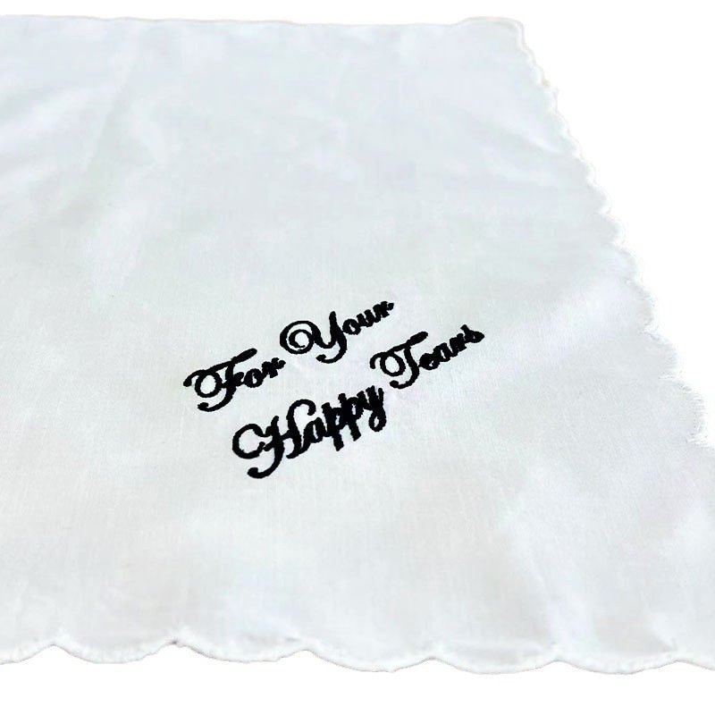 wholesale customized Embroidered Ladies Cotton White Pocket Square Handkerchief Jacquard Style