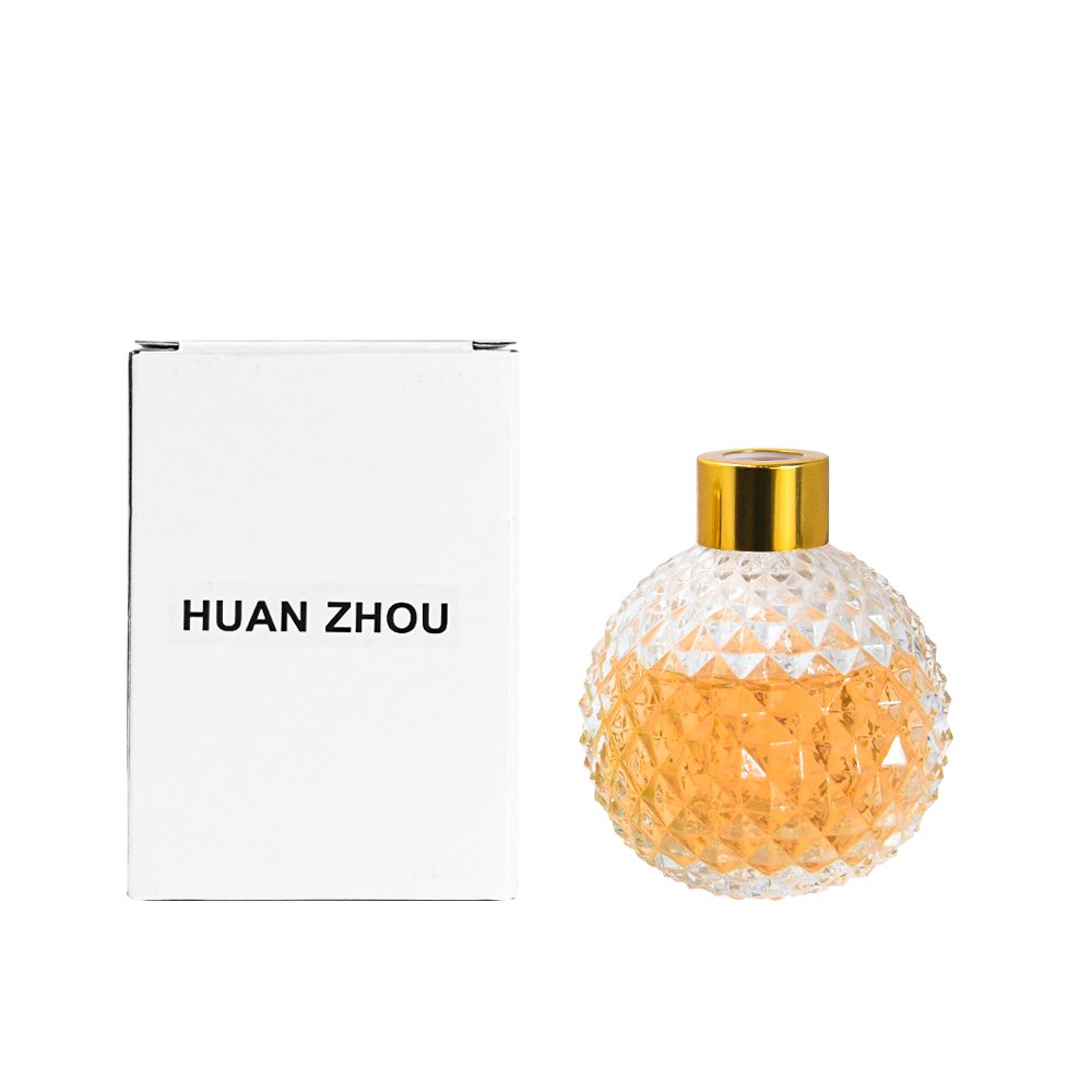 wholesale high quality 100ml 200ml round empty fancy glass aroma bottle reed diffuser bottle with screw cap