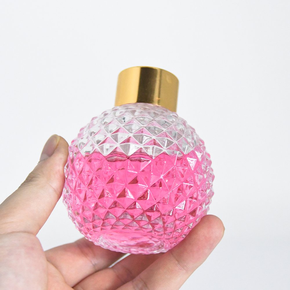 wholesale high quality 100ml 200ml round empty fancy glass aroma bottle reed diffuser bottle with screw cap