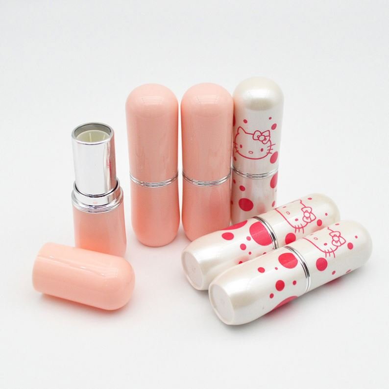 Easy Carry Small Mini Pill Shaped Lovely Pink Bulk Wholesale Unique Logo Lipstick Tube