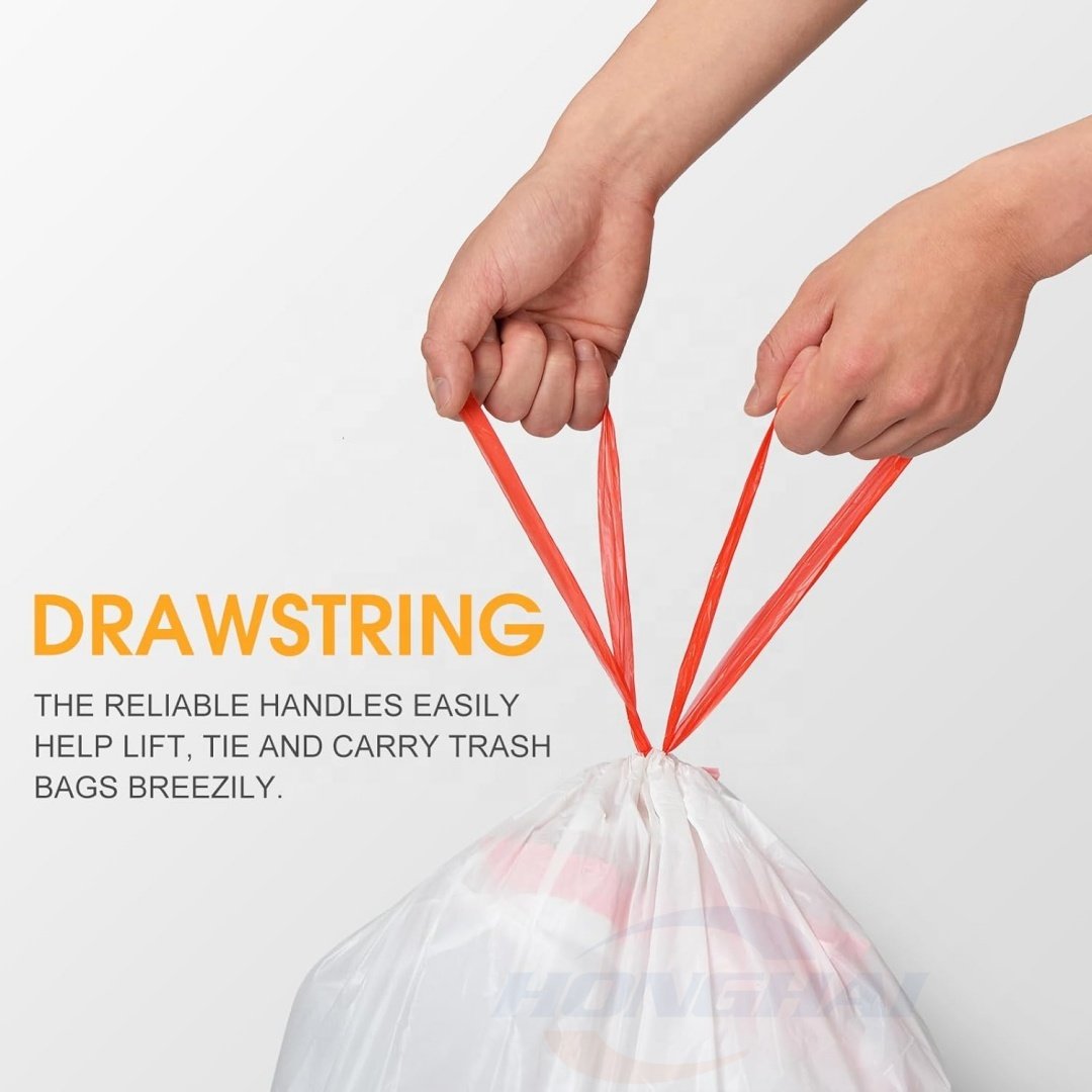 8 Gallon Plastic Medium Drawstring Trash Bags Garbage Bags,White Unscented Ultra Thick Trash Can Liner,Tie String Garbage Bag