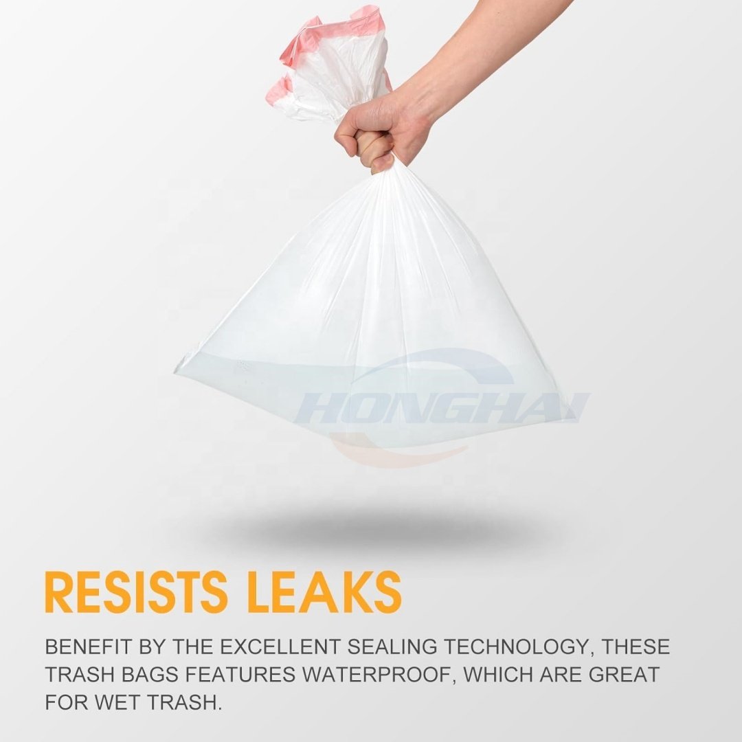 8 Gallon Plastic Medium Drawstring Trash Bags Garbage Bags,White Unscented Ultra Thick Trash Can Liner,Tie String Garbage Bag