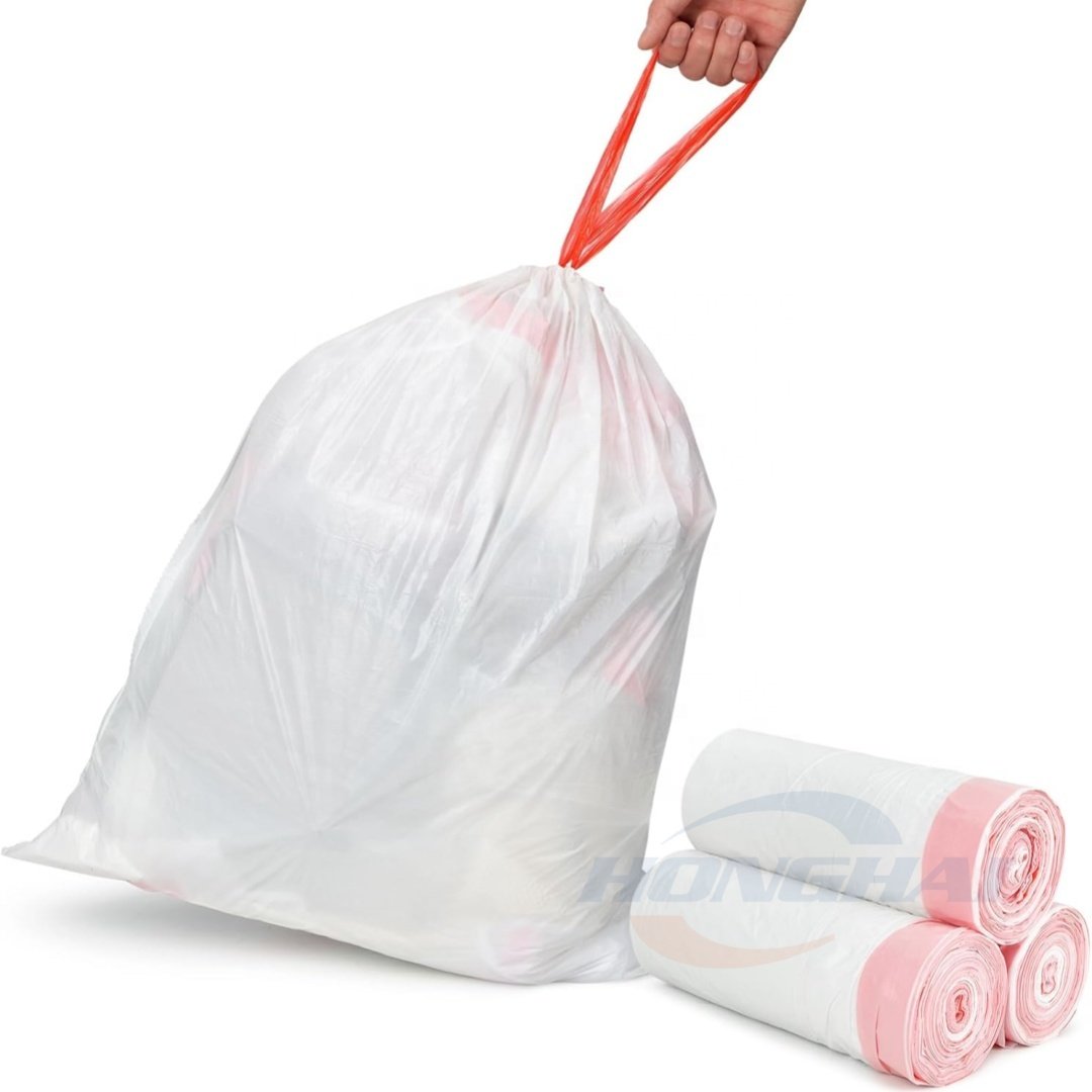 8 Gallon Plastic Medium Drawstring Trash Bags Garbage Bags,White Unscented Ultra Thick Trash Can Liner,Tie String Garbage Bag