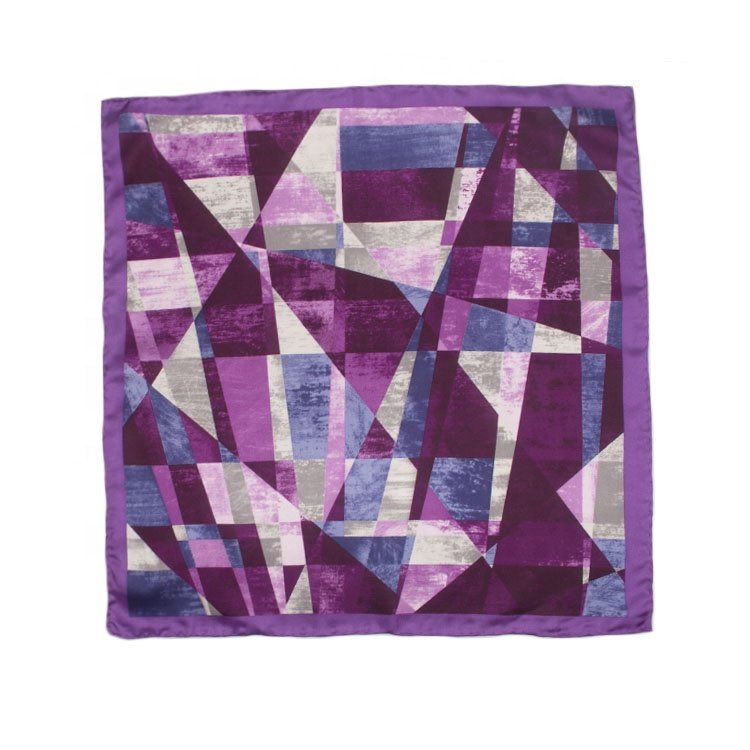 Custom New Design Handkerchief Printed Plaid Hanky Pocket Square Mens 100%Polyester Handkerchief