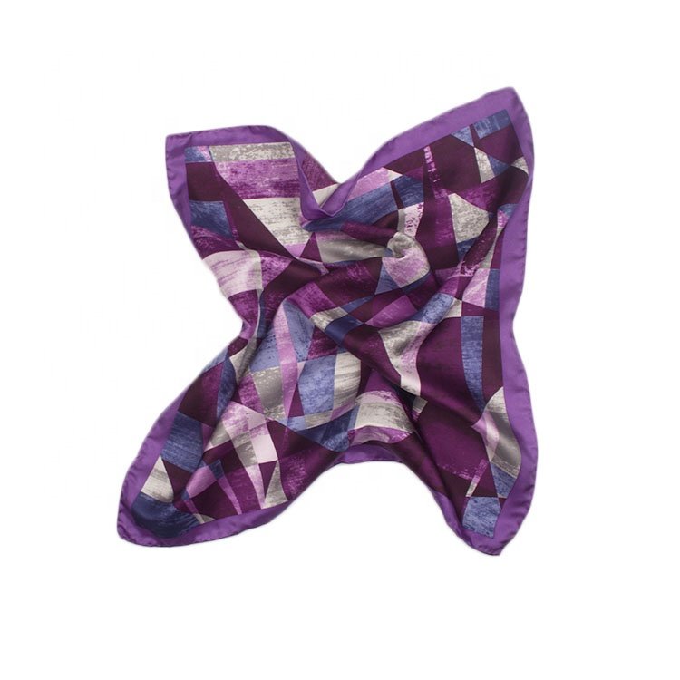 Custom New Design Handkerchief Printed Plaid Hanky Pocket Square Mens 100%Polyester Handkerchief
