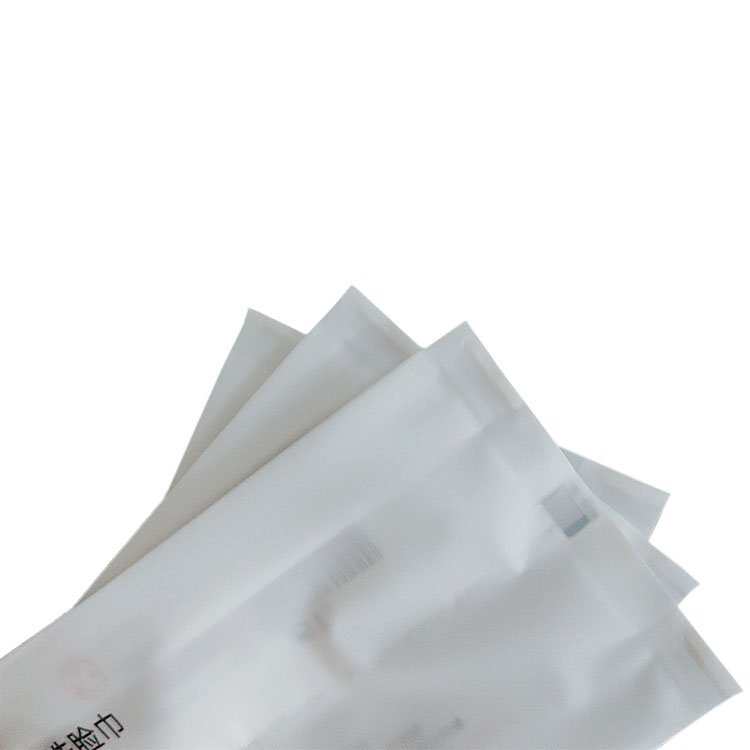 Customizable logo white extraction type plastic bag with easy to tear line for face towel