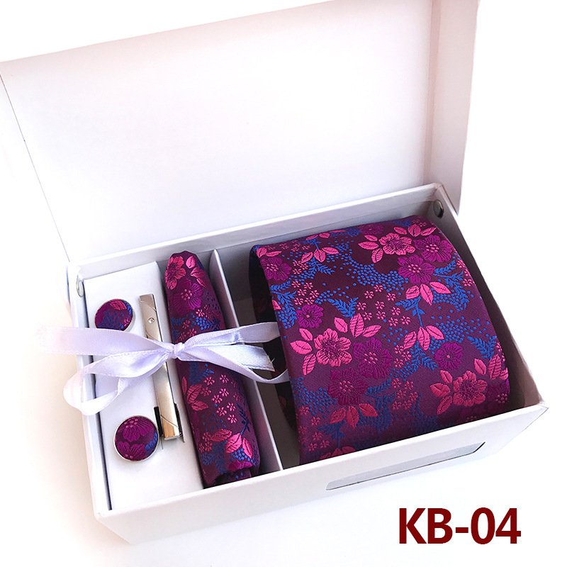 2024 Business-Elegant 4pcs Set Men Polyester Silk-like Mens Ties Pocket Square Tie Clip-Elegant Silk Tie Handkerchief Clip Set