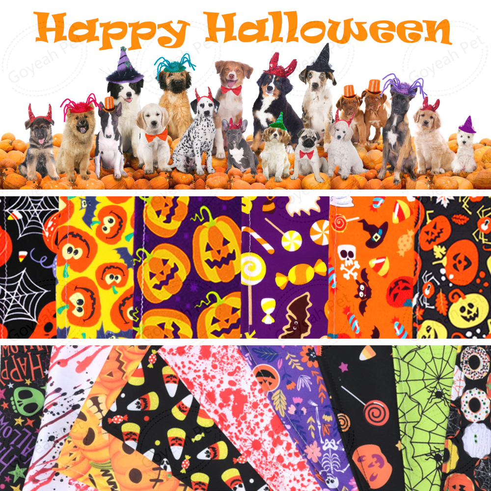 30 Various Patterns Halloween Dog Bandanas Pumpkin Bat Spider Skull Dogs Triangle Bibs Scarf