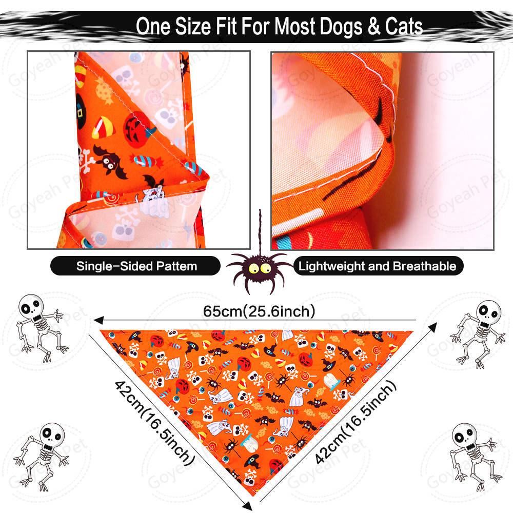 30 Various Patterns Halloween Dog Bandanas Pumpkin Bat Spider Skull Dogs Triangle Bibs Scarf