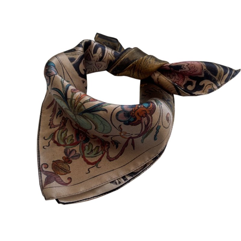 Custom silk bandana square head scarf handkerchief custom print