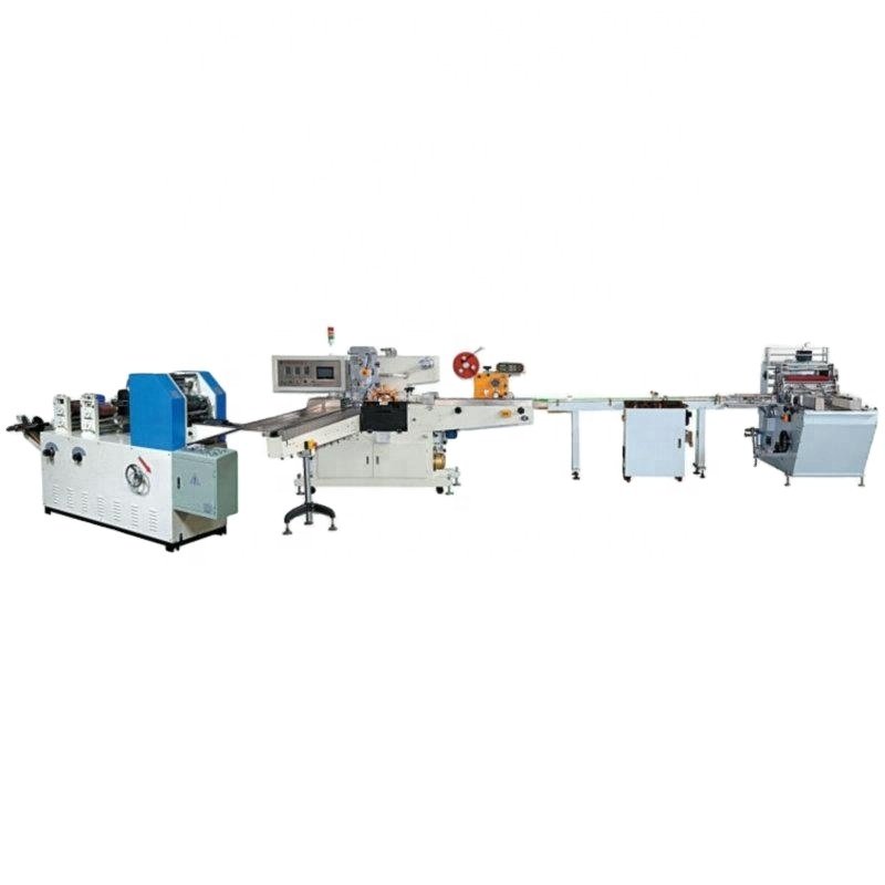 Automatic production line pocket tissue packing embossing folding handkerchief paper products machine