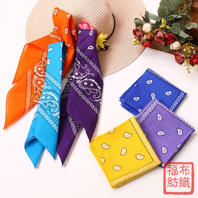 FUBU Multi Colors Headwear 55cm 100% Cotton Bandana Double Side printing large Handkerchief Support to Custom design bobby banda