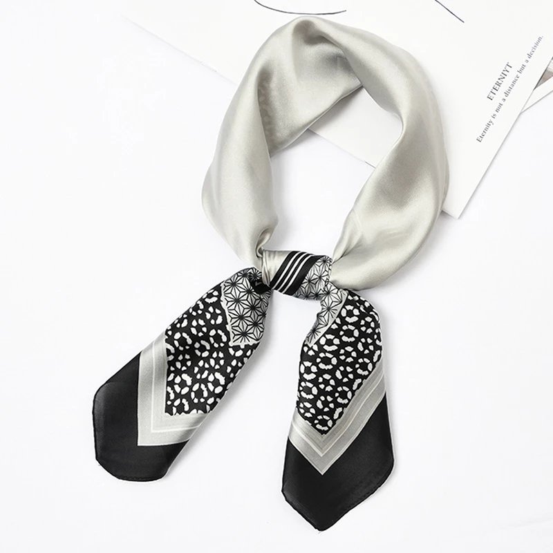 Design Print Women's Silk Scarf Square Headband Little Luxury Female Hijab Bandanas Foulard Hair Ribbon Office Lady Handkerchief