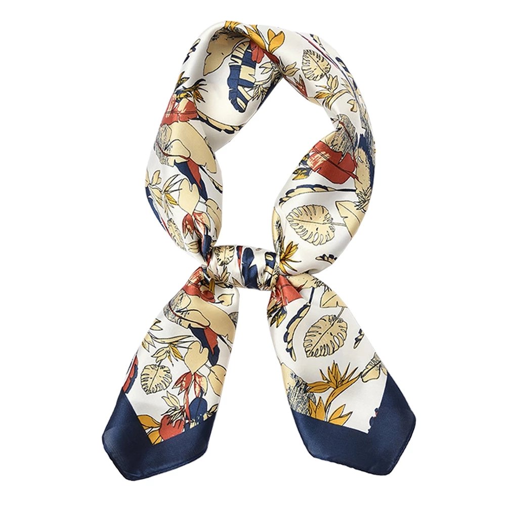Design Print Women's Silk Scarf Square Headband Little Luxury Female Hijab Bandanas Foulard Hair Ribbon Office Lady Handkerchief