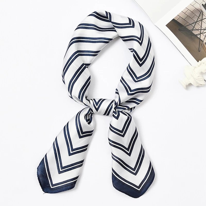 Design Print Women's Silk Scarf Square Headband Little Luxury Female Hijab Bandanas Foulard Hair Ribbon Office Lady Handkerchief