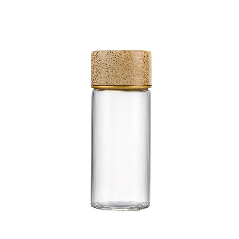 30mm 30ml 50ml 100ml high borosilicate glass tube Empty Screw Cap Mini Tubular Clear Glass Vials with bamboo lid bulk sale