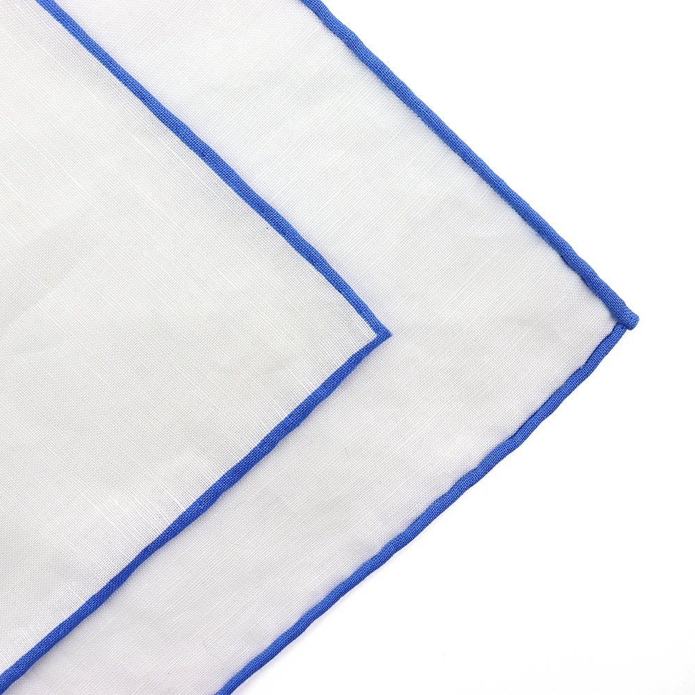 High Quality Hand Rolled Solid Pocket Square Elegance Mens Plain Handkerchief White Linen