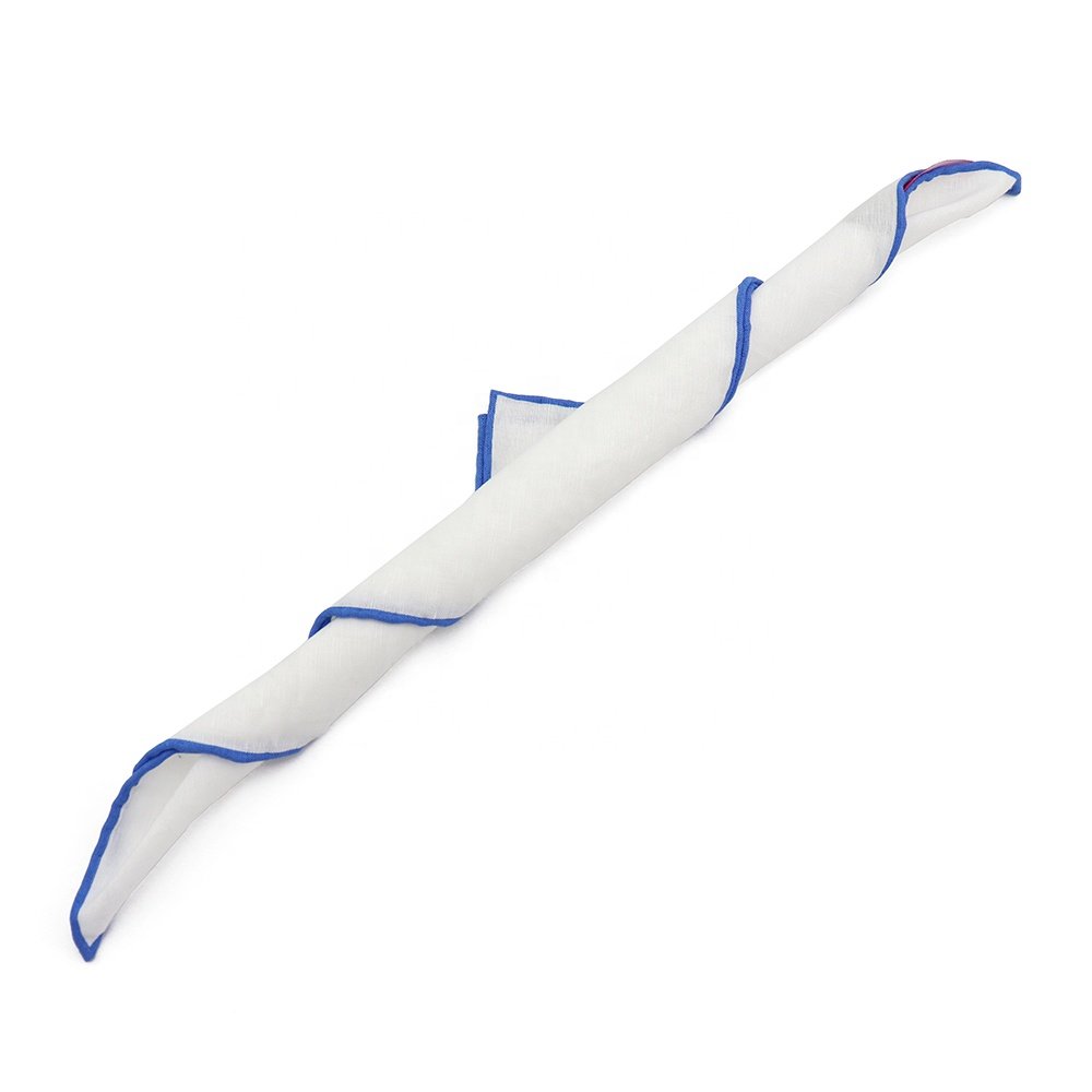 High Quality Hand Rolled Solid Pocket Square Elegance Mens Plain Handkerchief White Linen
