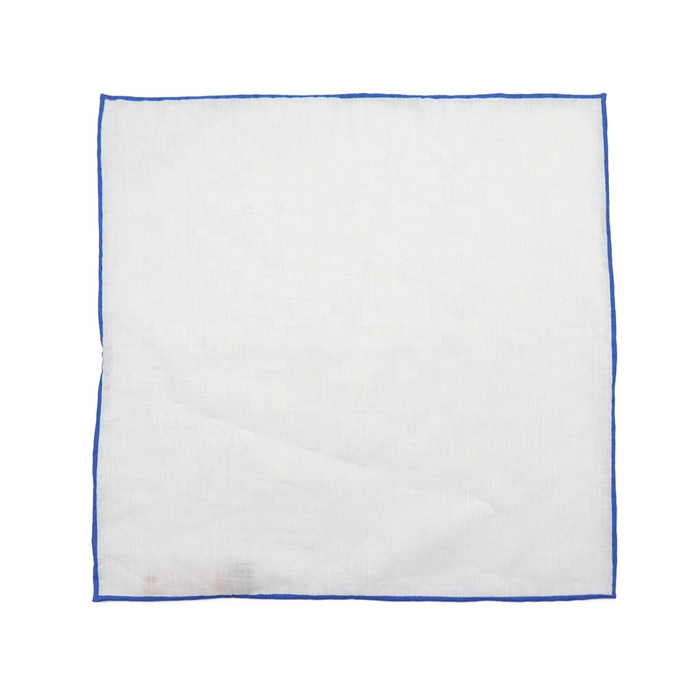 High Quality Hand Rolled Solid Pocket Square Elegance Mens Plain Handkerchief White Linen