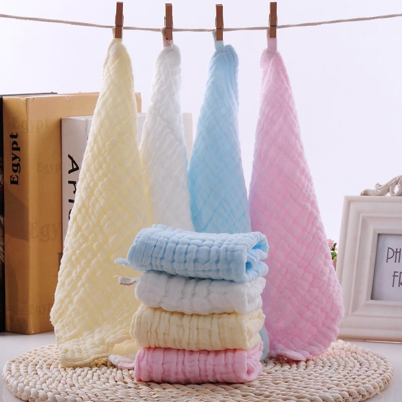 baby saliva towel, feeding towel, soft cartoon baby handkerchief, 6-layer cotton gauze square towel