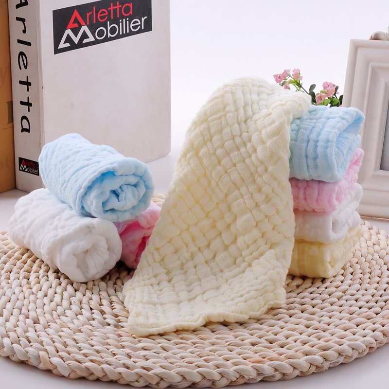 baby saliva towel, feeding towel, soft cartoon baby handkerchief, 6-layer cotton gauze square towel