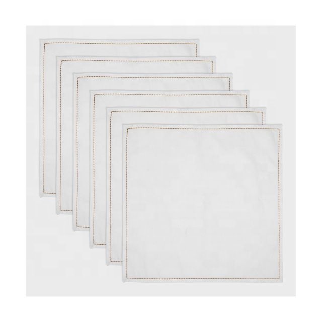 Floral Embroidered 30-50cm 100% Cotton Thick White Table Handkerchief Cloth Fabric Napkin For Banquet Wedding Party Event Decor