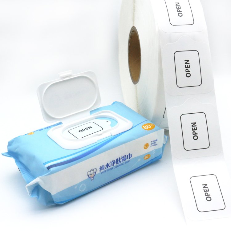 Custom Printing Transparent Self Adhesive Wet Wipes Label Roll Waterproof For Sealing On Wet Wipes Plastic Packaging Bag Labels