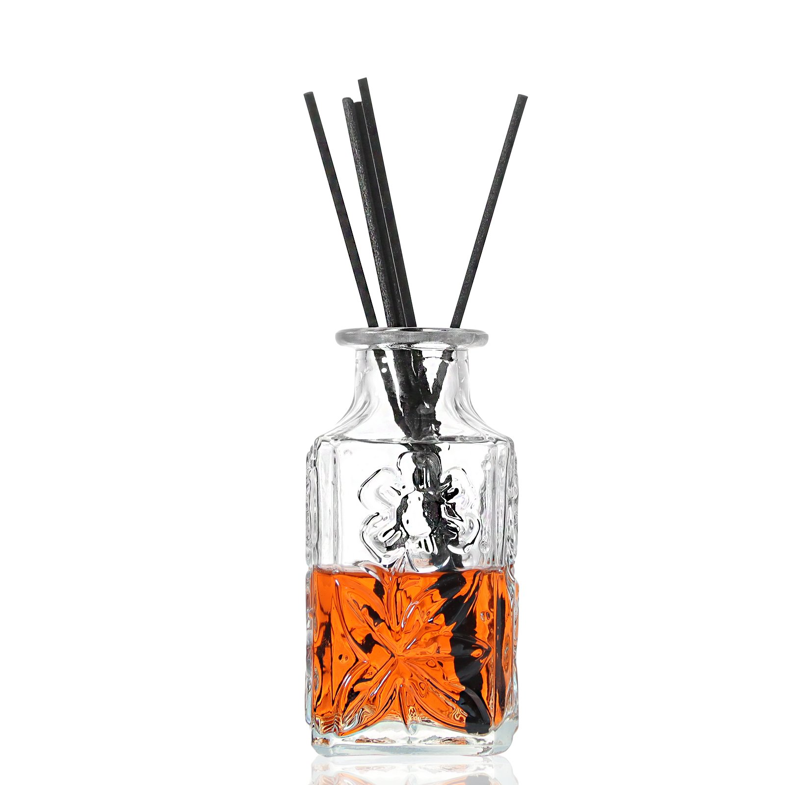 Wholesale Luxurious High Quality 250ml Square Transparent Clear Glass Reed Diffuser Fragrance Glass Bottle