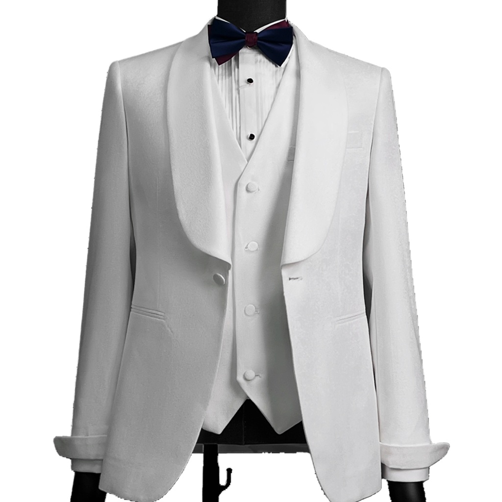 Classy Men's One-Button Tuxedo with Curved Shawl Collar and Dual Rear Vents