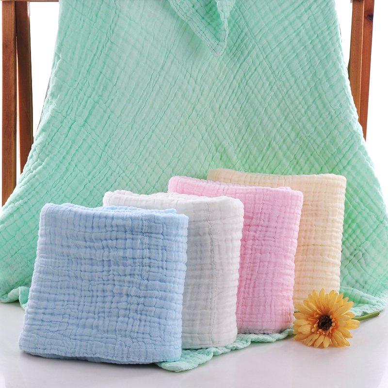 Muslin Face Cloth Handkerchief 6layer Organic Cotton Baby Hooded Towel Soft Saliva Bib Washcloth Baby Bath Towel