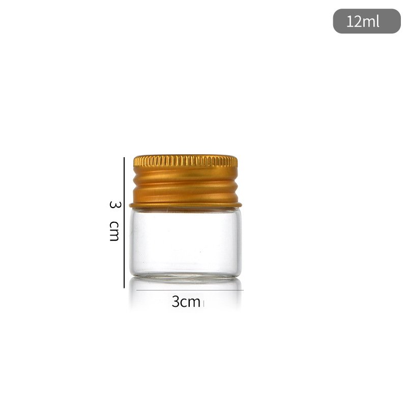 30mm Dia Empty Borosilicate bottle Transparent Glass Test Tube with gold Aluminum Screw Caps for Bath Salt Wishing Bottles