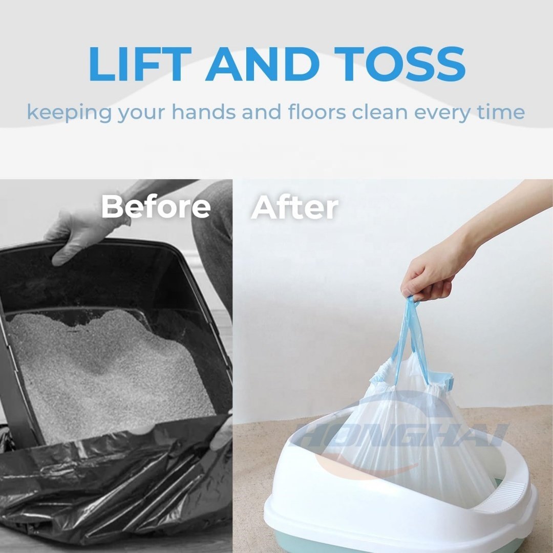 Custom Cat Litter Bags with Drawstring,Cat Litter Box Liners Waste Bags Replacement, Litter Pan Liners Heavy Duty