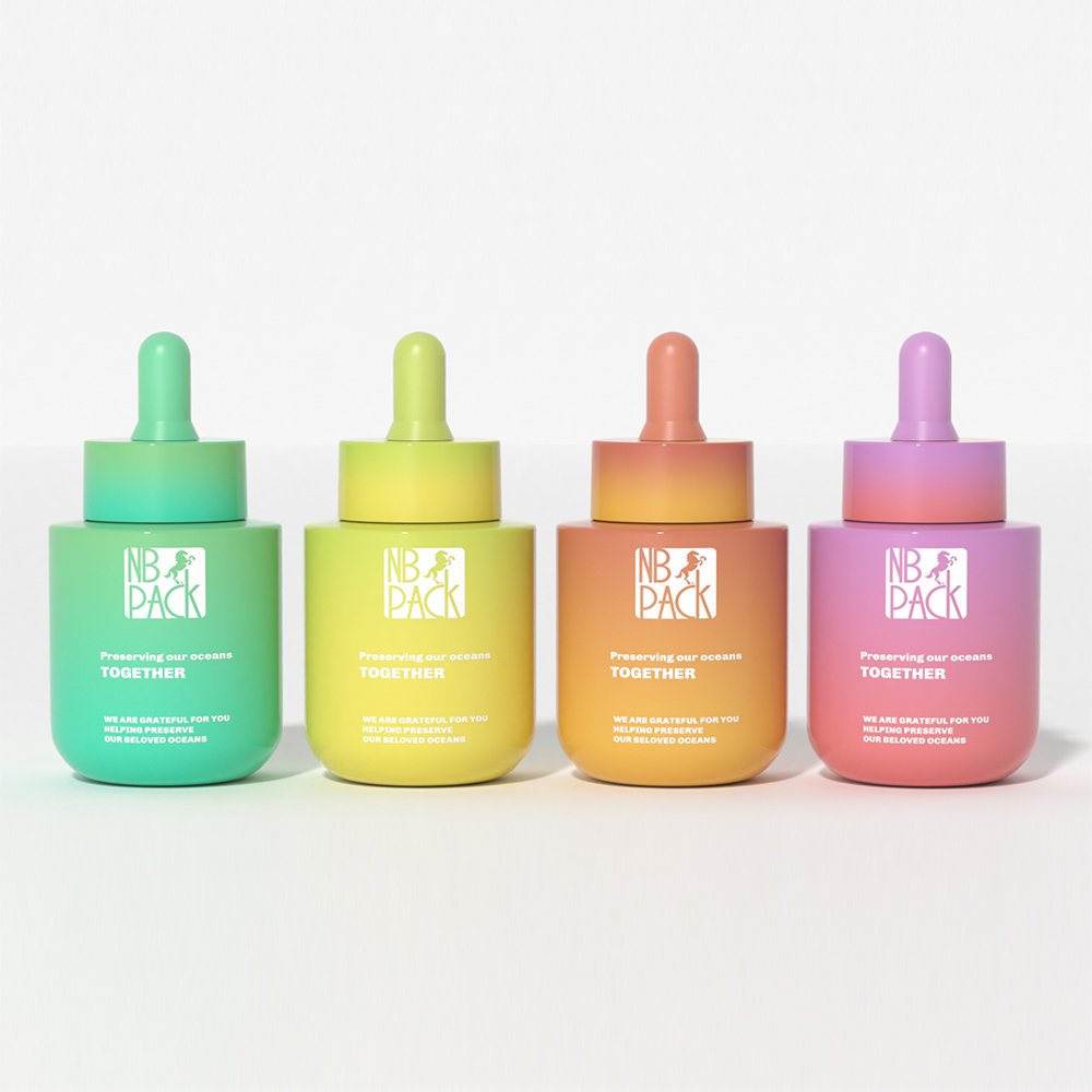 Luxury 50ml & 100ml round Dropper Glass Bottle with Aluminum Collar Custom Logo Screen Printing for Essential Oils and Serum