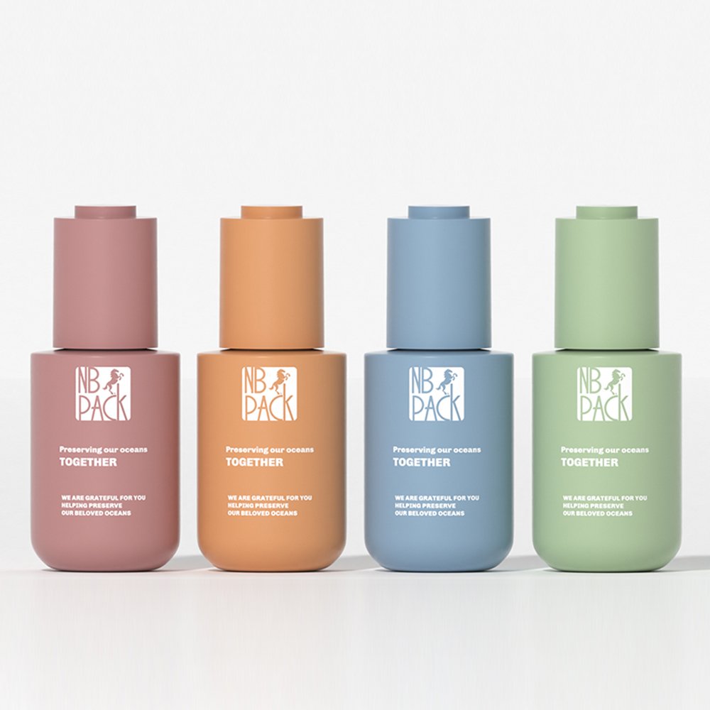 Luxury 50ml & 100ml round Dropper Glass Bottle with Aluminum Collar Custom Logo Screen Printing for Essential Oils and Serum