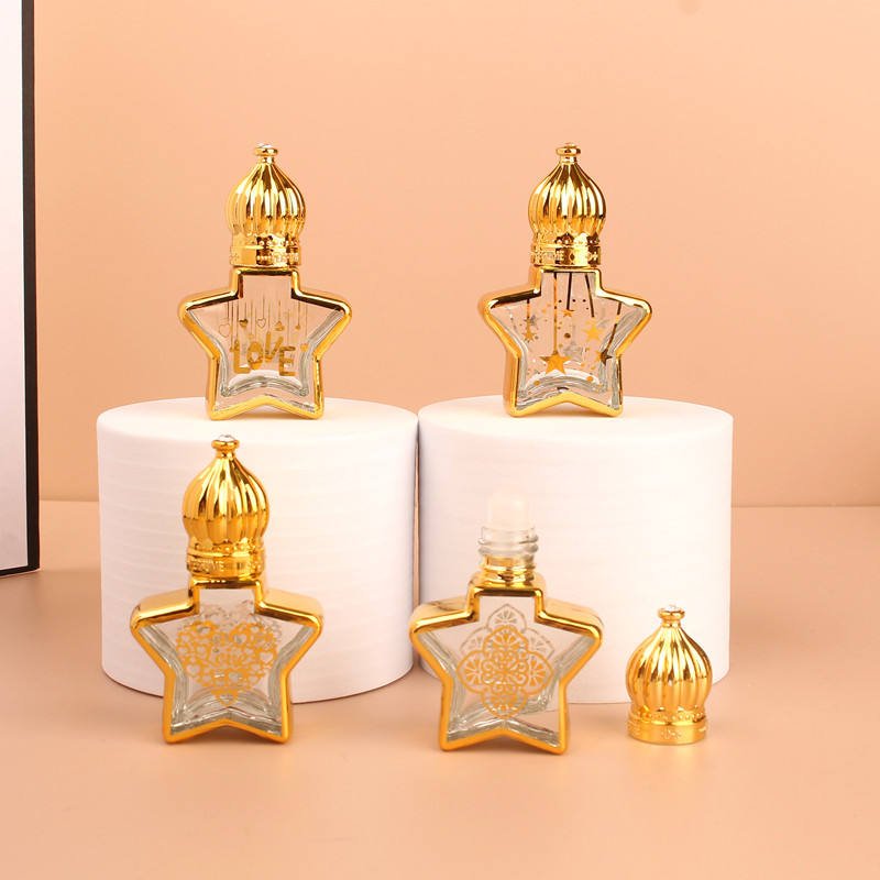 Fancy Empty Refillable Arabian Glass Essential Oil Bottles Small Arabic Crystal Perfume Bottle With Zamac Cap