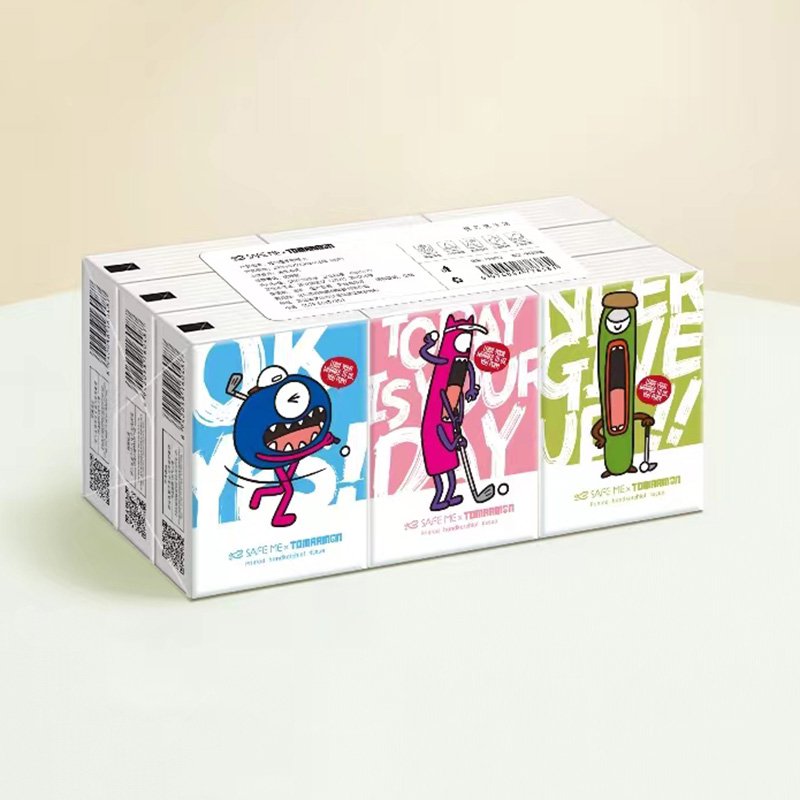 FSC Mini Facial Tissues Cartoon Tomarmon Printed Pocket Tissues 9 Pcs Pack Cute Paper Handkerchief Cleansing Tissue