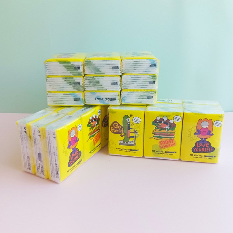 FSC Mini Facial Tissues Cartoon Tomarmon Printed Pocket Tissues 9 Pcs Pack Cute Paper Handkerchief Cleansing Tissue