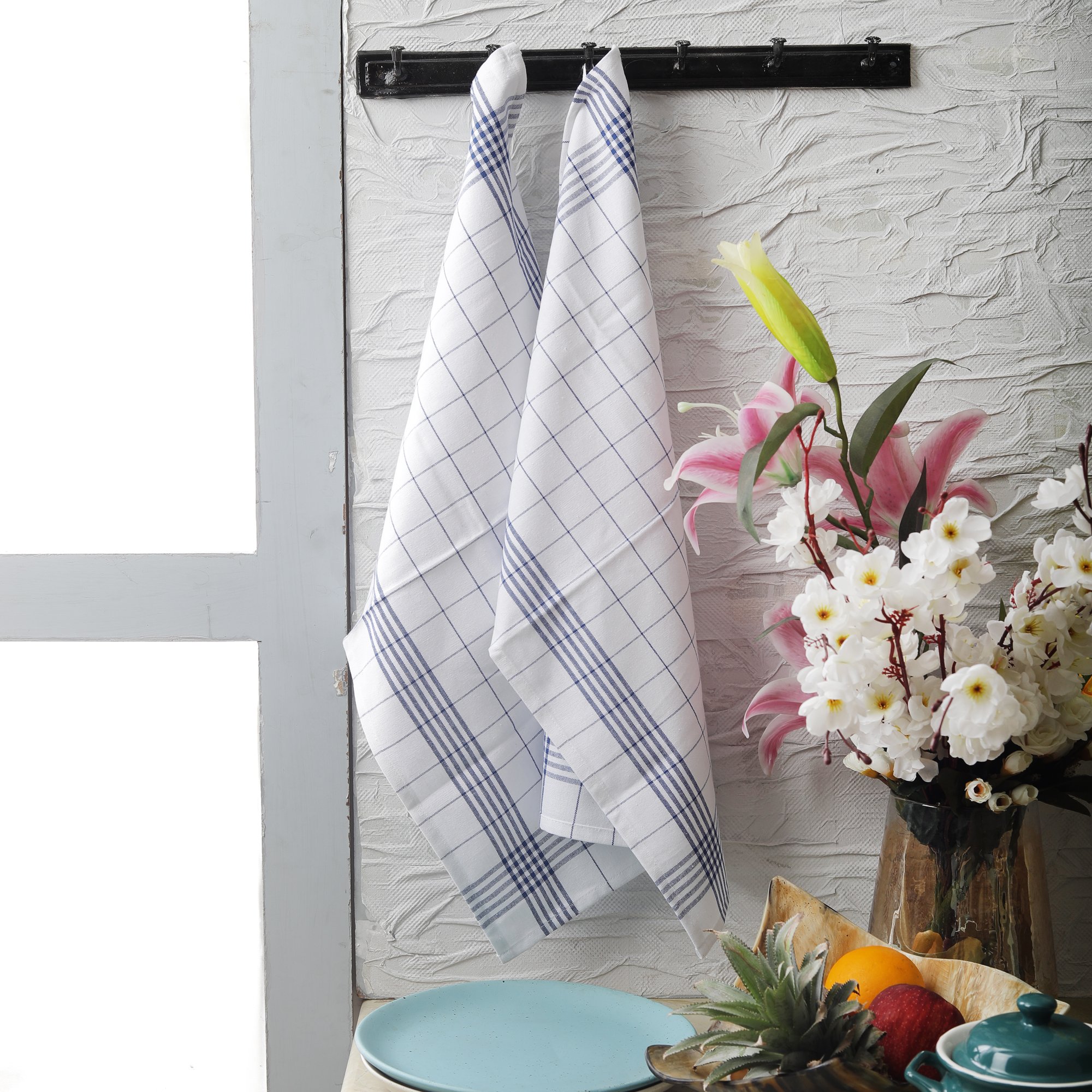 100% Cotton Towel vintage strips golf kitchen - Blue
