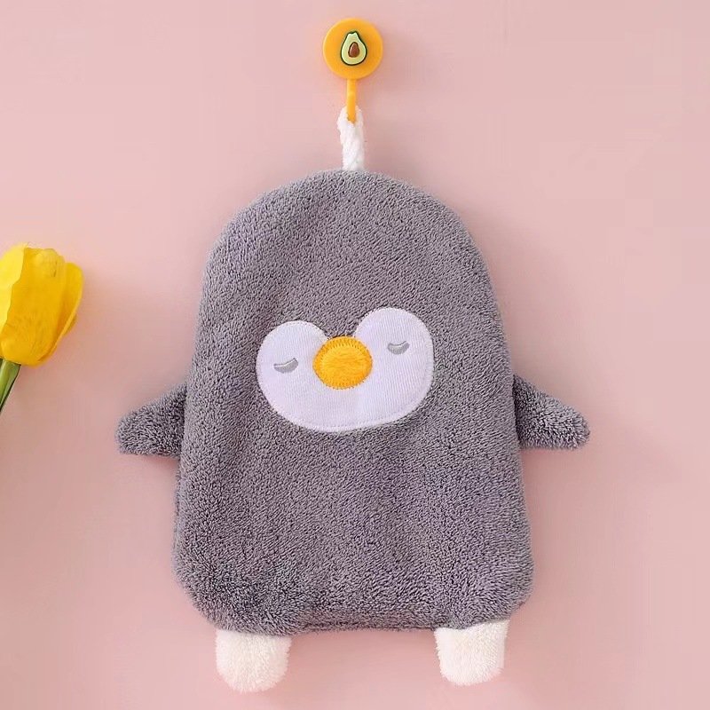 Wholesales microfiber handkerchief absorbent coral fleece hanging hand towel cartoon animal hand towel for Kitchen Bathroom