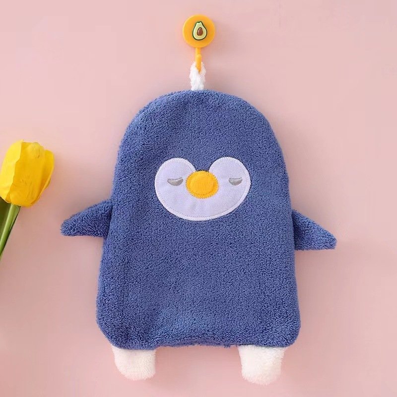 Wholesales microfiber handkerchief absorbent coral fleece hanging hand towel cartoon animal hand towel for Kitchen Bathroom