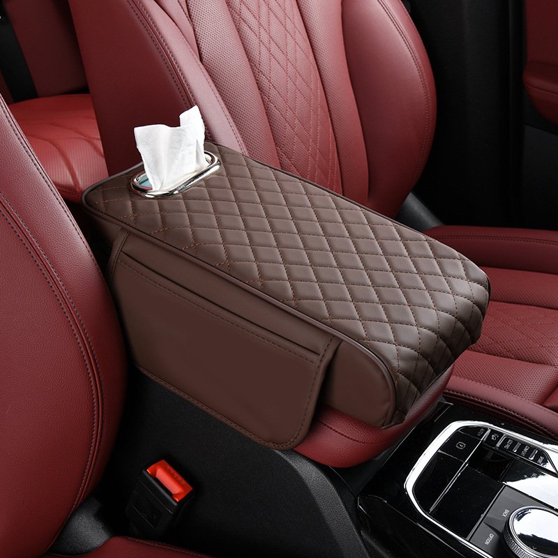 Memory Foam Extender Cushion Protector Car Center Console Box Cover Leather Armrest Box Napkin Handkerchief Tissue Paper Holder