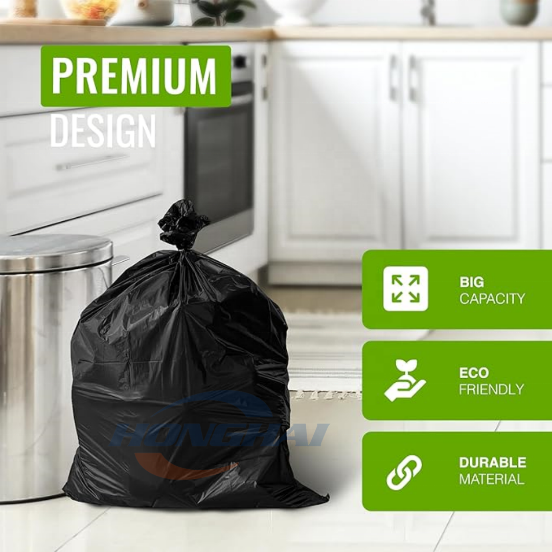 Custom 20-30 Gallon 0.9 Mil 30" x 36" Low Density Medium-Duty Black Trash Bag Factory Price ,Can Liner, Heavy Duty Garbage Bags