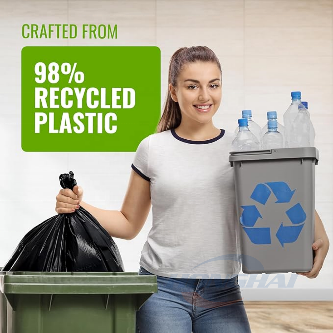 Custom 20-30 Gallon 0.9 Mil 30" x 36" Low Density Medium-Duty Black Trash Bag Factory Price ,Can Liner, Heavy Duty Garbage Bags