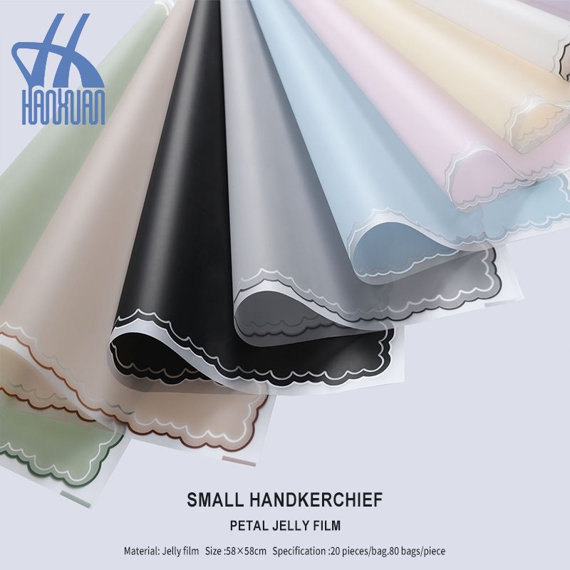 Small Handkerchief Jelly Film Flower Packing Paper Waterproof Solid Color Floral Bouquet Wrapping Paper