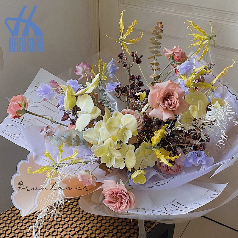 Small Handkerchief Jelly Film Flower Packing Paper Waterproof Solid Color Floral Bouquet Wrapping Paper