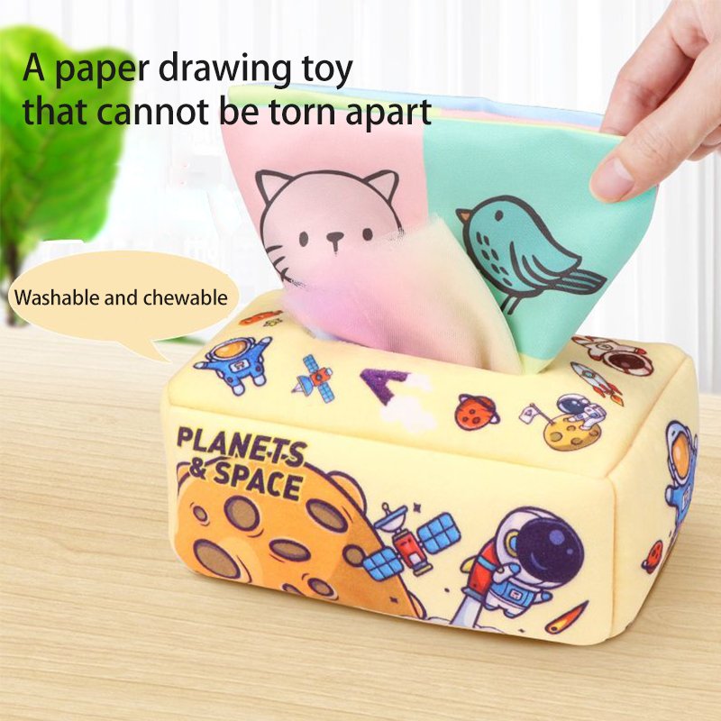 Baby Tissue Box Toy Montessori Sensory handkerchiefs arly Development Educational kids Toys Paper Drawer Cloth BookTissue Box