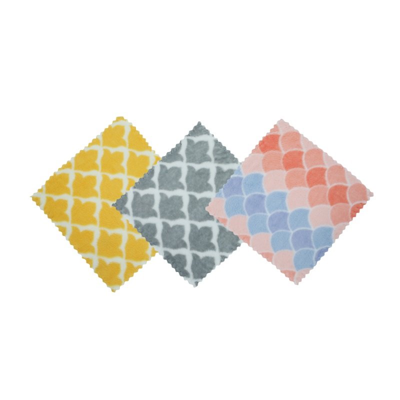 soft microfiber towel cleaning cloth Multi functional small handkerchief Printed flannel dishwashing towel